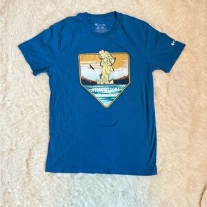 Blue Graphic T-Shirt with Yellowstone Design